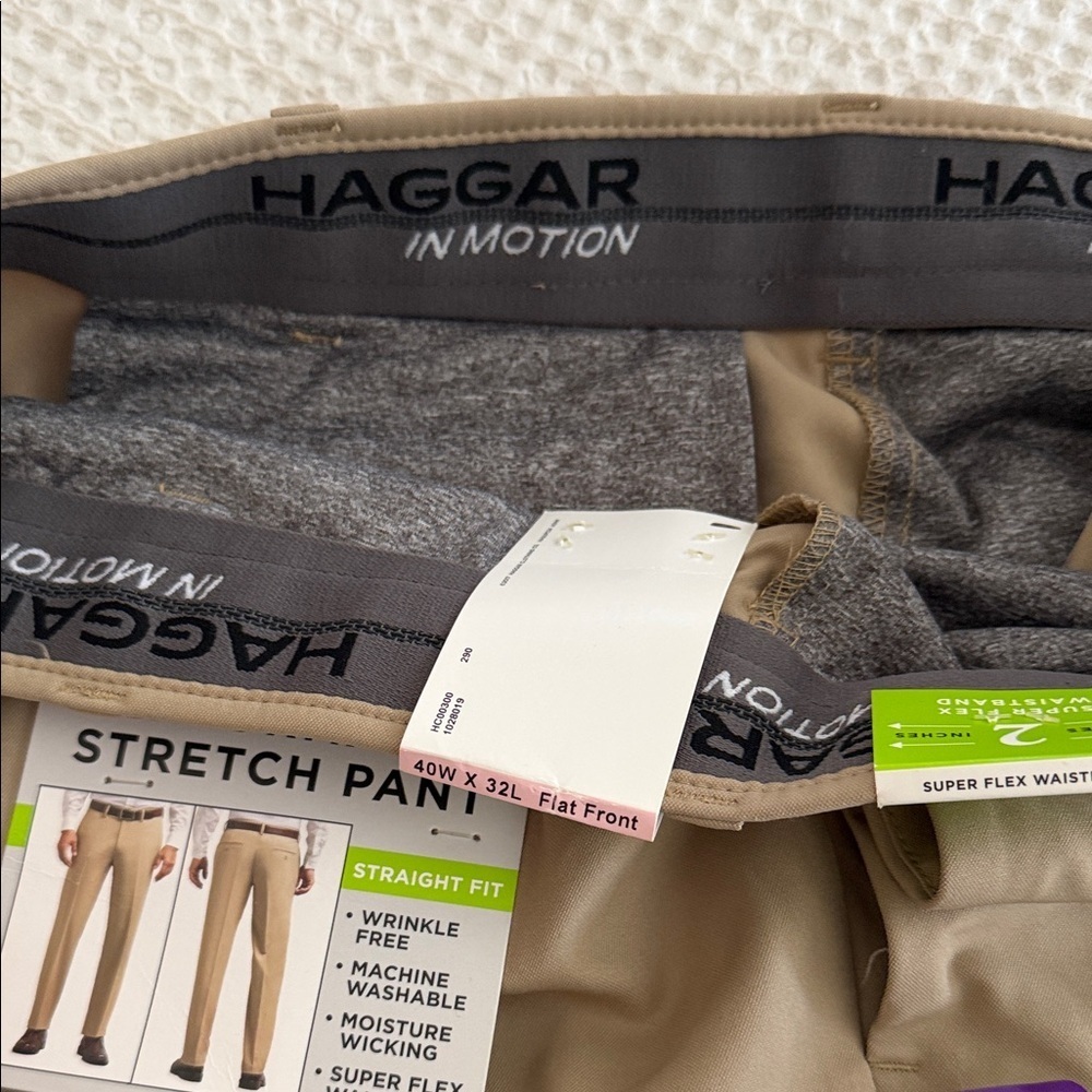 Haggar Men's Khaki Performance Stretch Chinos - Picture 3 of 6
